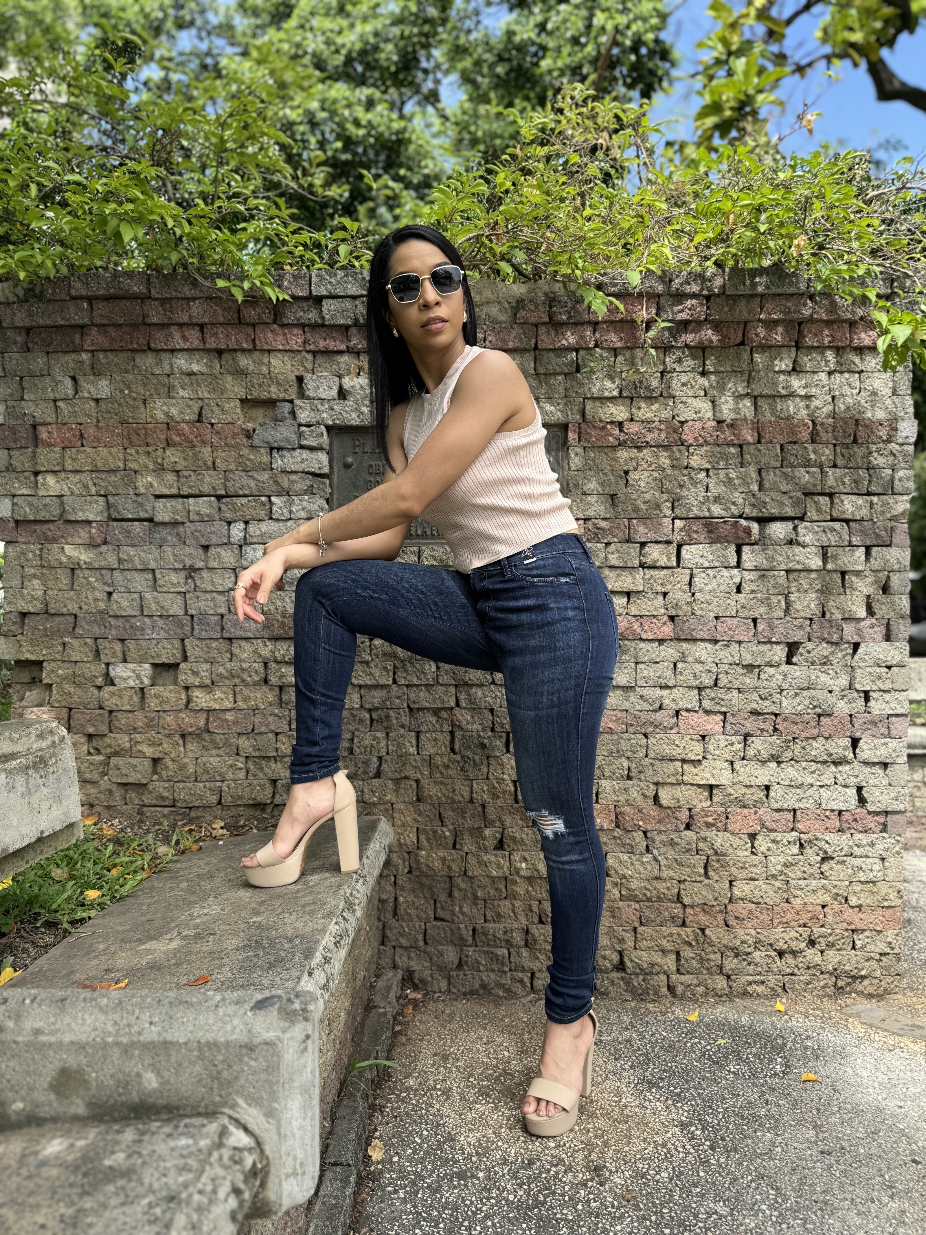 Dark Blue Denim Ripped Jeans