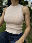 Sleeveless-Basic Ribbed Knit Top