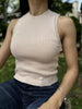 Sleeveless-Basic Ribbed Knit Top