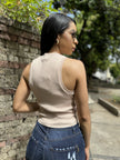 Sleeveless-Basic Ribbed Knit Top