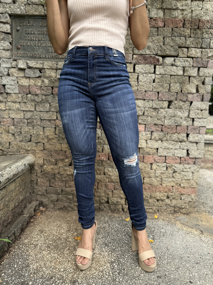 Dark Blue Denim Ripped Jeans