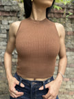 Sleeveless-Basic Ribbed Knit Top
