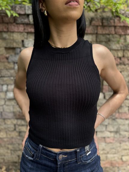 Sleeveless-Basic Ribbed Knit Top