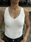 Core Sleeveless-Basic Ribbed V-Neck Bodysuit