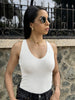 Core Sleeveless-Basic Ribbed V-Neck Bodysuit