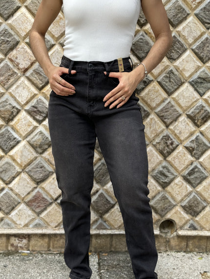 Vintage Black Denim Jeans with High-Waisted Elegance