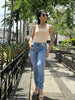 Sleeveless-Basic Squar-Shape Knit Bodysuit