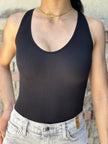 Core Sleeveless-Basic Ribbed V-Neck Bodysuit