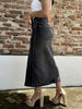 Chic Charcoal Denim Skirt with Edgy Slit Detail