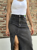 Chic Charcoal Denim Skirt with Edgy Slit Detail