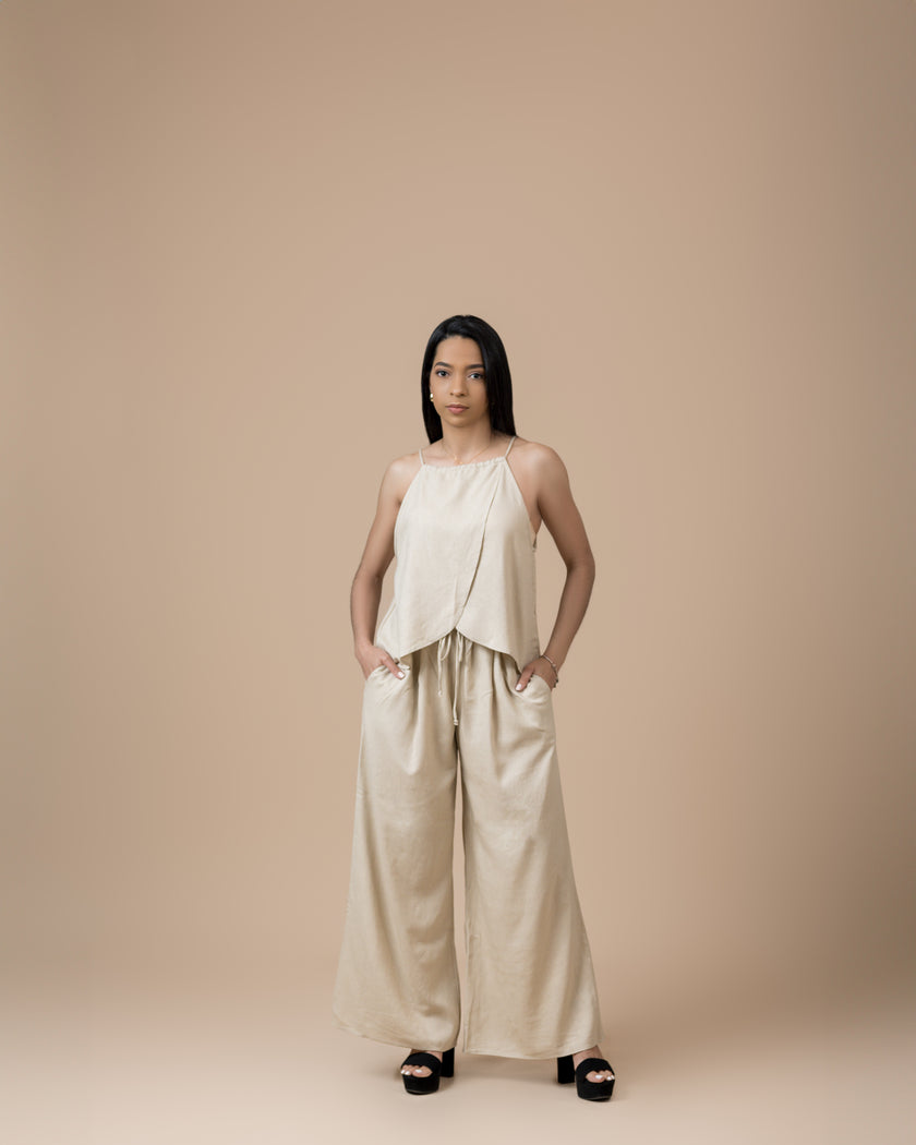 Beige Linen 2 Pieces Set