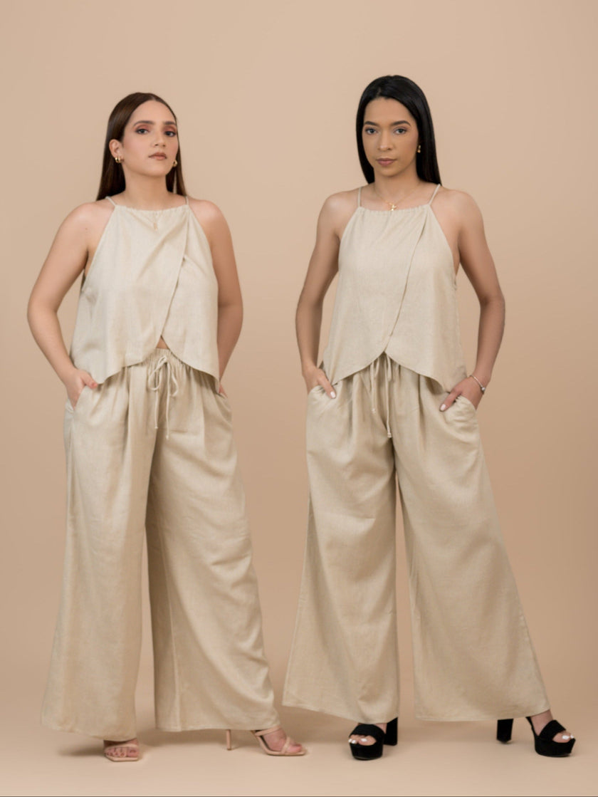Beige Linen 2 Pieces Set