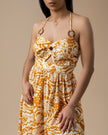Golden Mustard/White Maxi Dress