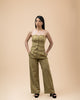 Olive Tube Vest and High Waisted Long Pants Set