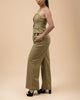 Olive Tube Vest and High Waisted Long Pants Set