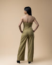 Olive Tube Vest and High Waisted Long Pants Set