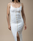 Ivory Midi/Maxi Sleeveless Button Down Knit Dress