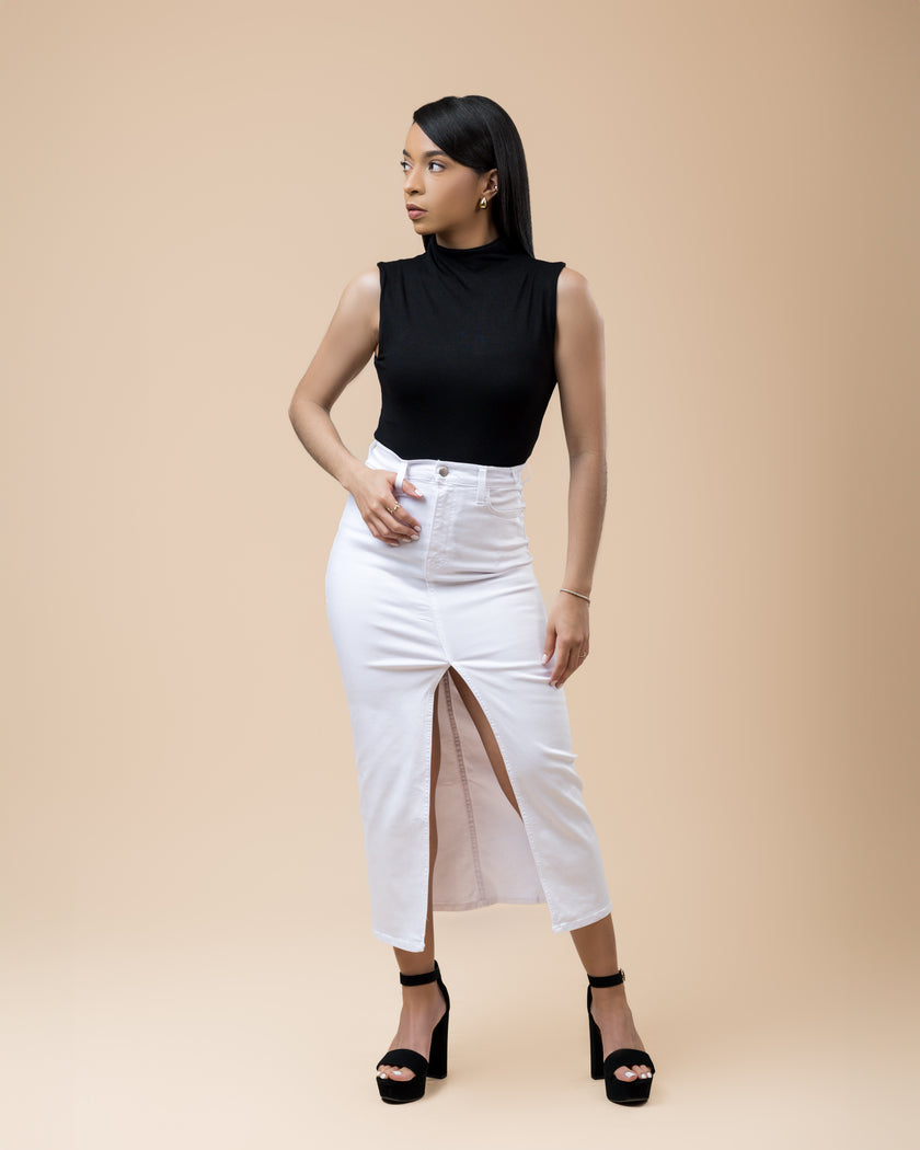 White Denim Long Skirt