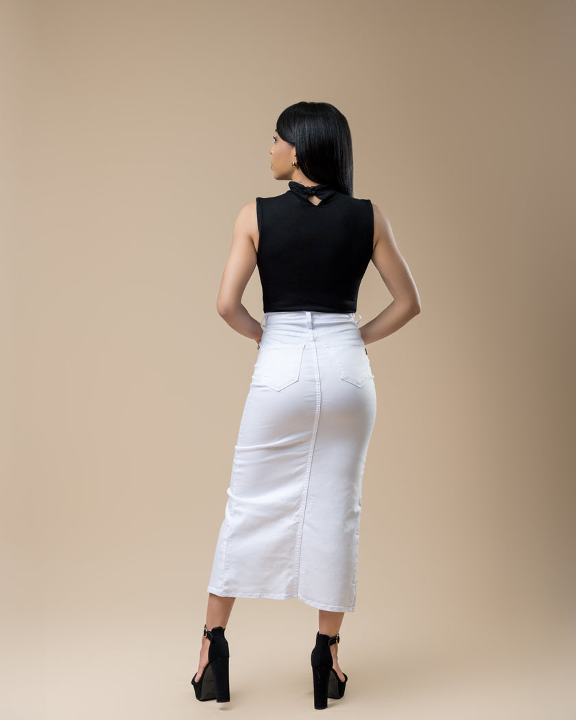 White Denim Long Skirt